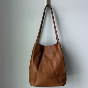 Kattee Leather Shoulder Bag Tote Handbag in Brown Casual Approx. 12.5" x 9.5"